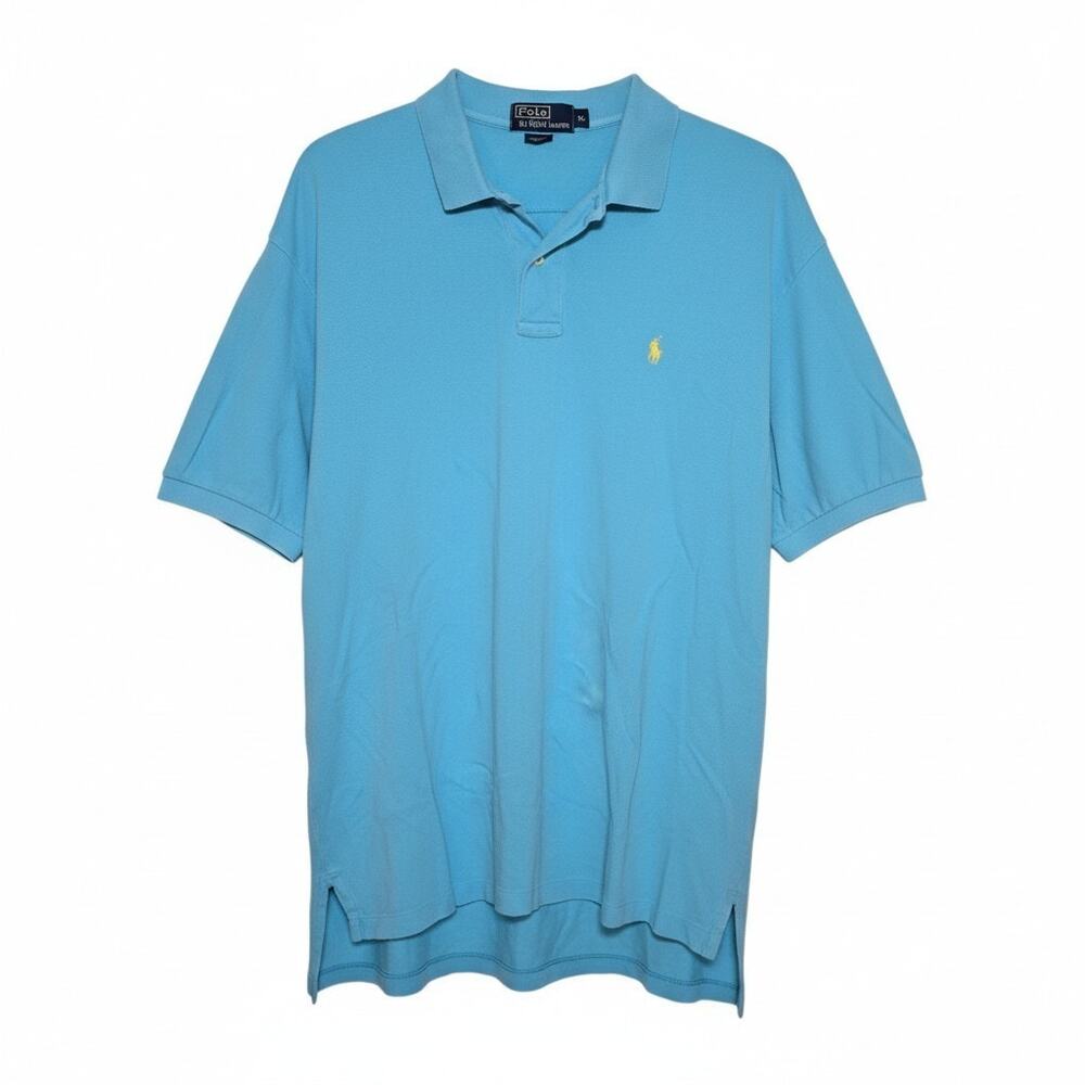 Vintage Ralph Lauren Polo Shirt Mens 2xl Blue Yellow Pony Classic Fit Preppy